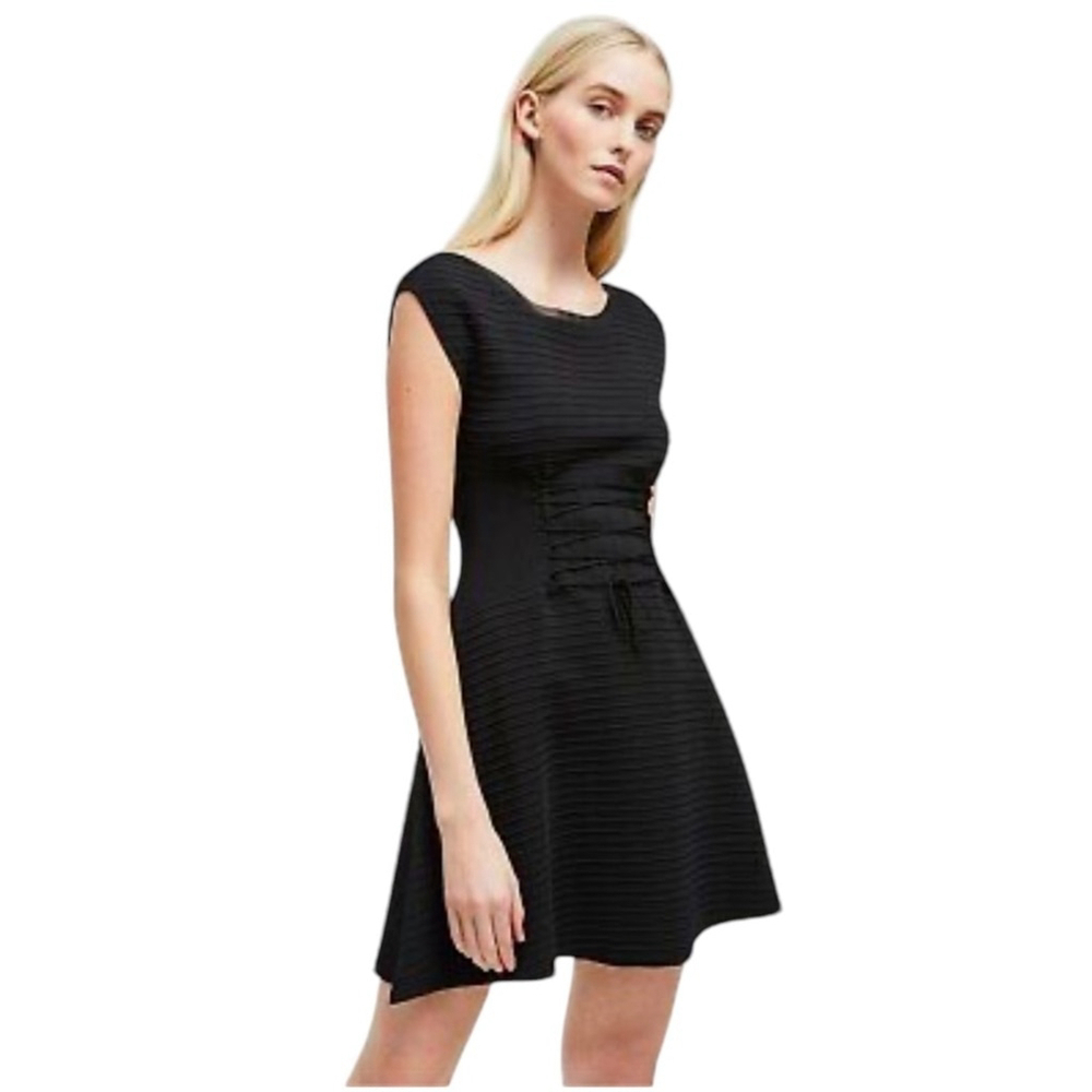 NWTs French Connection Dress Katie Crepe Knit Tie Front Whimsigoth Witchy Size 8